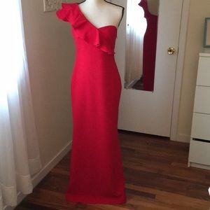 Calvin Klein one shoulder ruffle gown 😍